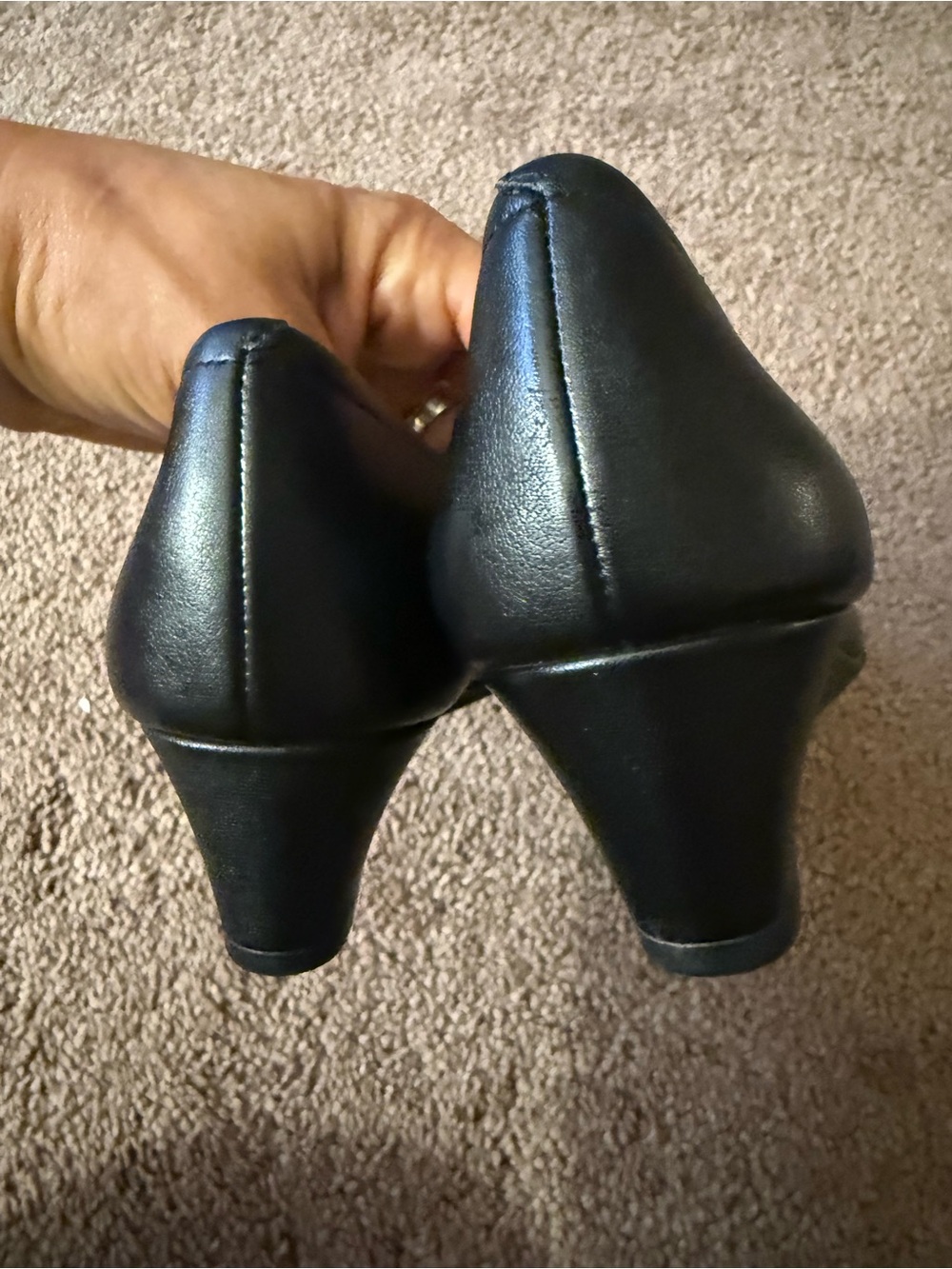Cole Haan Black Leather Ballet Flats with Gold Logo - Picture 4 of 6